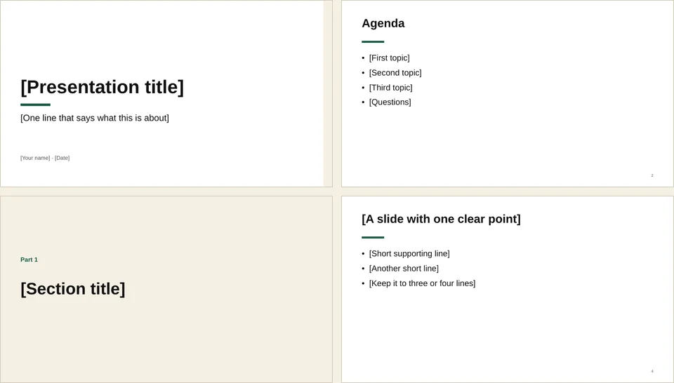Preview of the minimal PowerPoint template