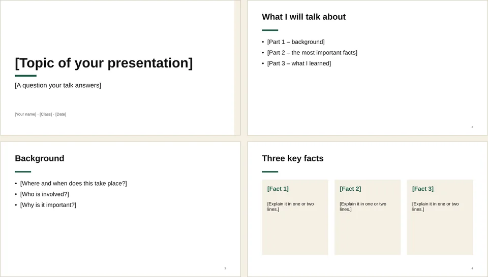 Preview of the school presentation template